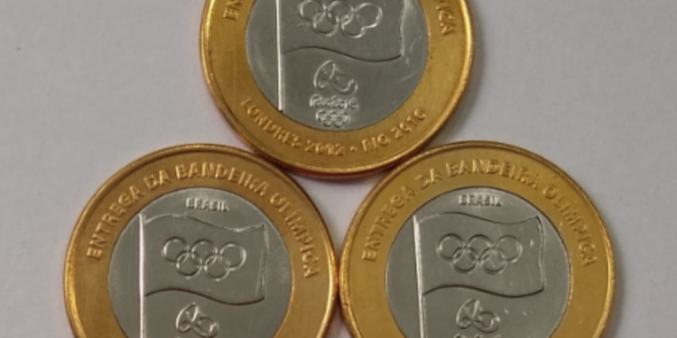 Moeda bandeira das Olimpíadas