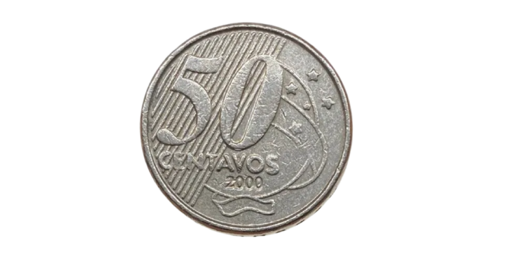Algumas edições de moedas antigas podem valer muito mais do que você imagina, como essa moeda de 50 centavos de 2000.