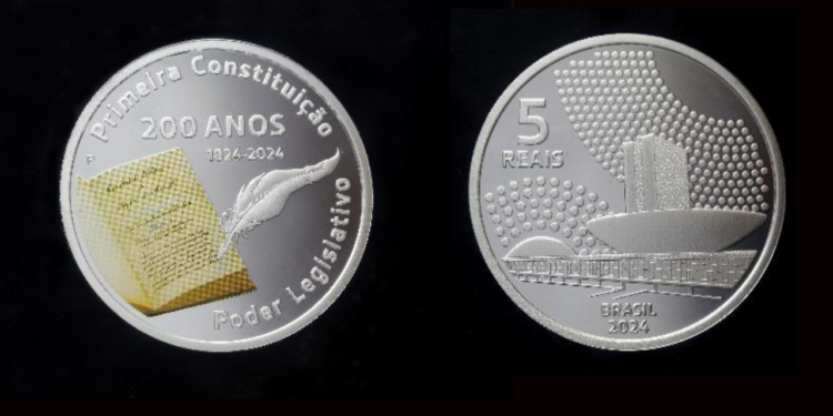 A tão procurada moeda de 5 reais, em homenagem à Constituição de 1824, está de volta ao mercado dos colecionadores.