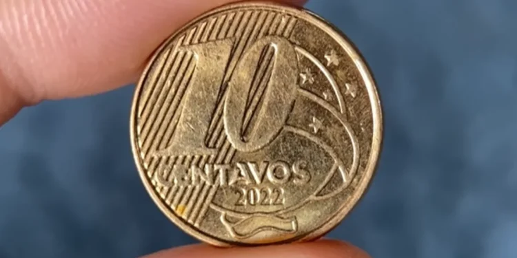 quatro moedas de 10 centavos