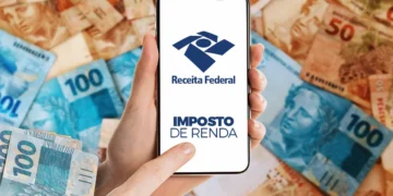 Imagem mostrando uma consulta ao Lote Residual do Imposto de Renda 2025, com o logo da Receita Federal e cédulas de dinheiro ao fundo.